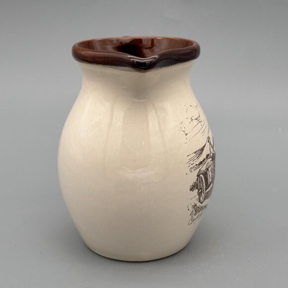 Vintage Habitant Crocks Potteries Ceramic 6" Pitcher Glaze and Rural Farm Scene - Picture 3 of 8